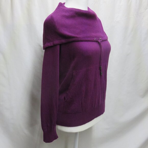 Jones New York Women's Pullover Drawstring Cowl with Front Pocket Sweater - Picture 2 of 10